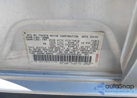 2001 Toyota Rav4 z USA, uszkodzony, nr VIN JTEHH20V910091625